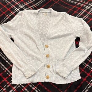 J Crew Light blue & white Cardigan with Buttons